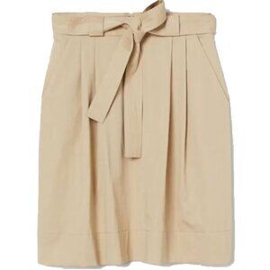 *50off3* NWOT H&M High Waist Belted Lyocell Mini Skirt S Khaki Beige Pockets